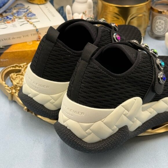 🆕 KURT GEIGER LONDON 🧿 NWOB London Knit Jewel Sneakers, Black Sz EU40 US 9 - Picture 8 of 15